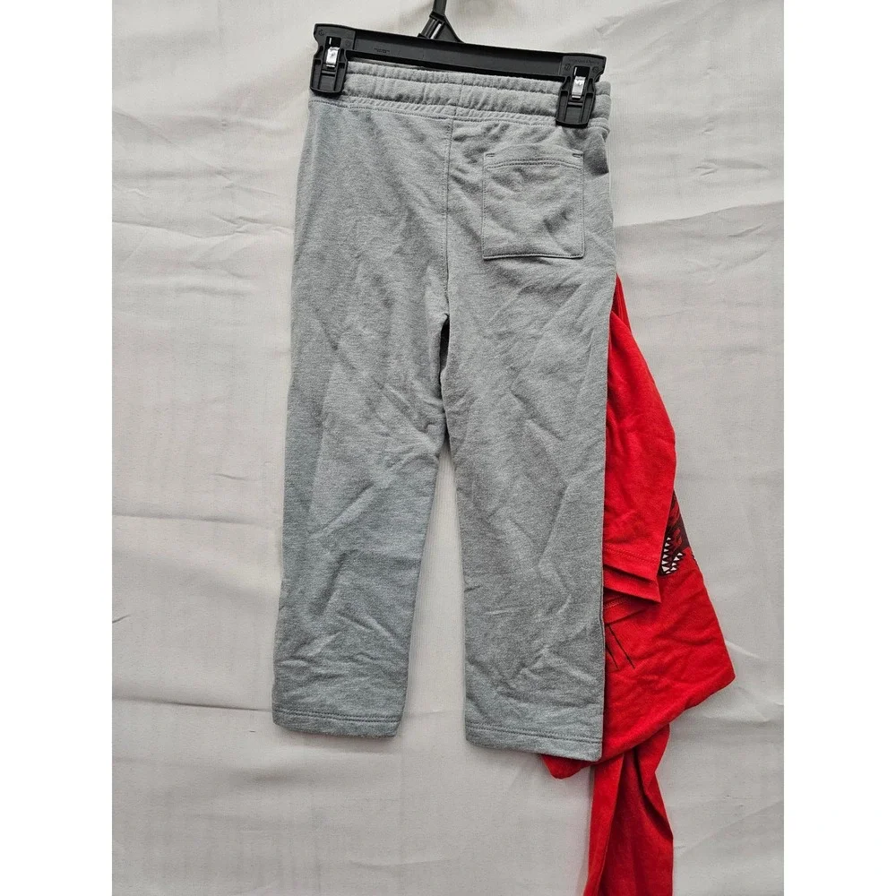 Cat & Jack Boys 2pc Outfit Set Red Dinosaur Motorcycle Shirt Gray Joggers 3T NEW